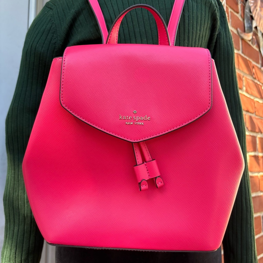 Kate Spade Lizzie Medium Backpack Saffiano Leather Bikini Pink